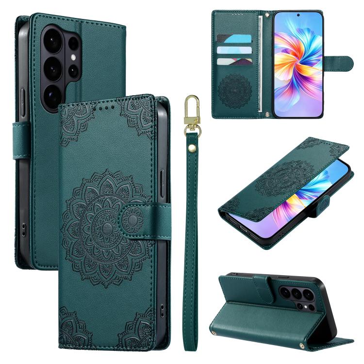 Totem Embossed Magnetic Closure Vegan Leather Phone Case with Strap, For Galaxy S26+ 5G, For Galaxy S26 Edge 5G, For Galaxy S26 Ultra 5G, For Galaxy S26 5G, For Galaxy S25 FE 5G, For Galaxy S25 Edge 5G, For Galaxy S25 5G / S24 5G                       ...