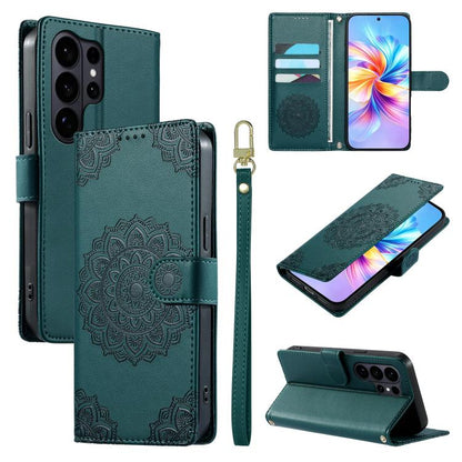 Totem Embossed Magnetic Closure Vegan Leather Phone Case with Strap, For Galaxy S26+ 5G, For Galaxy S26 Edge 5G, For Galaxy S26 Ultra 5G, For Galaxy S26 5G, For Galaxy S25 FE 5G, For Galaxy S25 Edge 5G, For Galaxy S25 5G / S24 5G                       ...