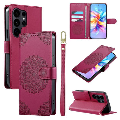 Totem Embossed Magnetic Closure Vegan Leather Phone Case with Strap, For Galaxy S26+ 5G, For Galaxy S26 Edge 5G, For Galaxy S26 Ultra 5G, For Galaxy S26 5G, For Galaxy S25 FE 5G, For Galaxy S25 Edge 5G, For Galaxy S25 5G / S24 5G                       ...