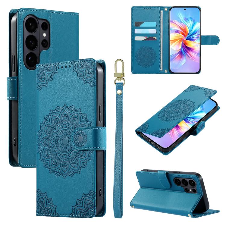 Totem Embossed Magnetic Closure Vegan Leather Phone Case with Strap, For Galaxy S26+ 5G, For Galaxy S26 Edge 5G, For Galaxy S26 Ultra 5G, For Galaxy S26 5G, For Galaxy S25 FE 5G, For Galaxy S25 Edge 5G, For Galaxy S25 5G / S24 5G                       ...