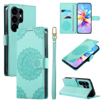 Totem Embossed Magnetic Closure Vegan Leather Phone Case with Strap, For Galaxy S26+ 5G, For Galaxy S26 Edge 5G, For Galaxy S26 Ultra 5G, For Galaxy S26 5G, For Galaxy S25 FE 5G, For Galaxy S25 Edge 5G, For Galaxy S25 5G / S24 5G                       ...