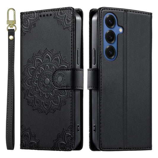Totem Embossed Magnetic Closure Vegan Leather Phone Case with Strap, For Galaxy S26+ 5G, For Galaxy S26 Edge 5G, For Galaxy S26 Ultra 5G, For Galaxy S26 5G, For Galaxy S25 FE 5G, For Galaxy S25 Edge 5G, For Galaxy S25 5G / S24 5G                       ...