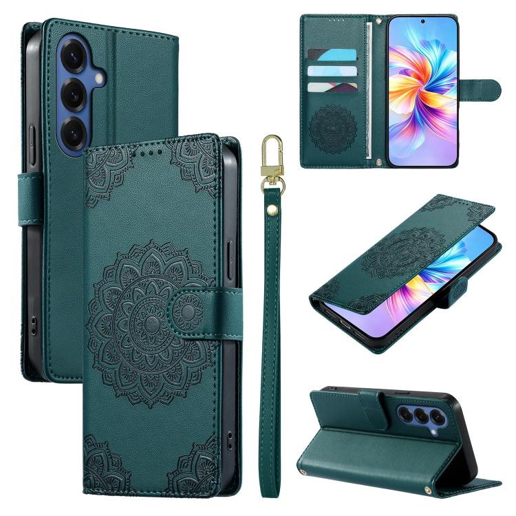 Totem Embossed Magnetic Closure Vegan Leather Phone Case with Strap, For Galaxy S26+ 5G, For Galaxy S26 Edge 5G, For Galaxy S26 Ultra 5G, For Galaxy S26 5G, For Galaxy S25 FE 5G, For Galaxy S25 Edge 5G, For Galaxy S25 5G / S24 5G                       ...