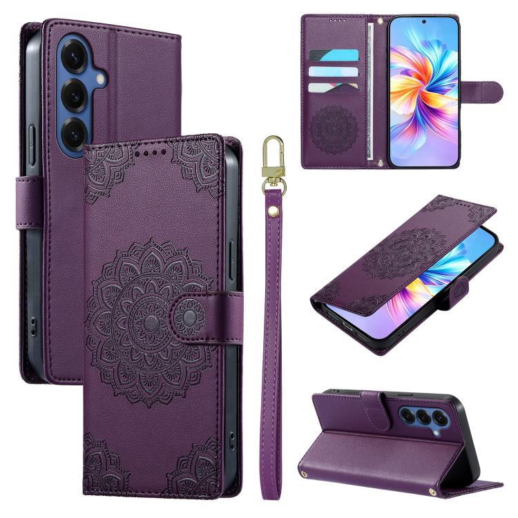 Totem Embossed Magnetic Closure Vegan Leather Phone Case with Strap, For Galaxy S26+ 5G, For Galaxy S26 Edge 5G, For Galaxy S26 Ultra 5G, For Galaxy S26 5G, For Galaxy S25 FE 5G, For Galaxy S25 Edge 5G, For Galaxy S25 5G / S24 5G                       ...