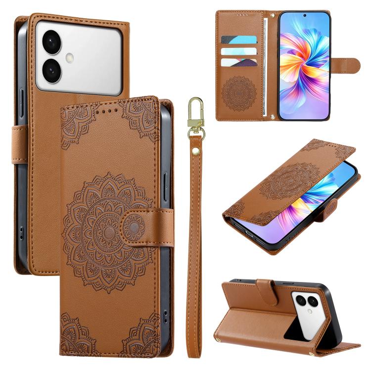 Totem Embossed Magnetic Closure Vegan Leather Phone Case with Strap, For Galaxy S26+ 5G, For Galaxy S26 Edge 5G, For Galaxy S26 Ultra 5G, For Galaxy S26 5G, For Galaxy S25 FE 5G, For Galaxy S25 Edge 5G, For Galaxy S25 5G / S24 5G                       ...