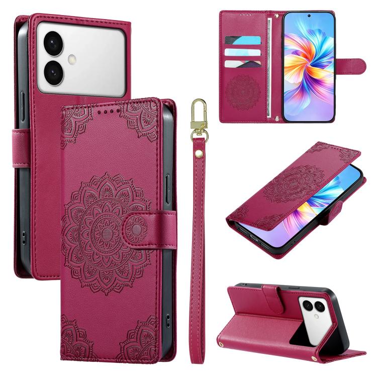Totem Embossed Magnetic Closure Vegan Leather Phone Case with Strap, For Galaxy S26+ 5G, For Galaxy S26 Edge 5G, For Galaxy S26 Ultra 5G, For Galaxy S26 5G, For Galaxy S25 FE 5G, For Galaxy S25 Edge 5G, For Galaxy S25 5G / S24 5G                       ...