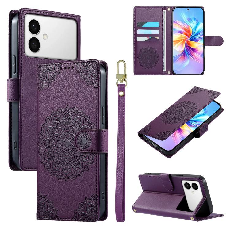 Totem Embossed Magnetic Closure Vegan Leather Phone Case with Strap, For Galaxy S26+ 5G, For Galaxy S26 Edge 5G, For Galaxy S26 Ultra 5G, For Galaxy S26 5G, For Galaxy S25 FE 5G, For Galaxy S25 Edge 5G, For Galaxy S25 5G / S24 5G                       ...