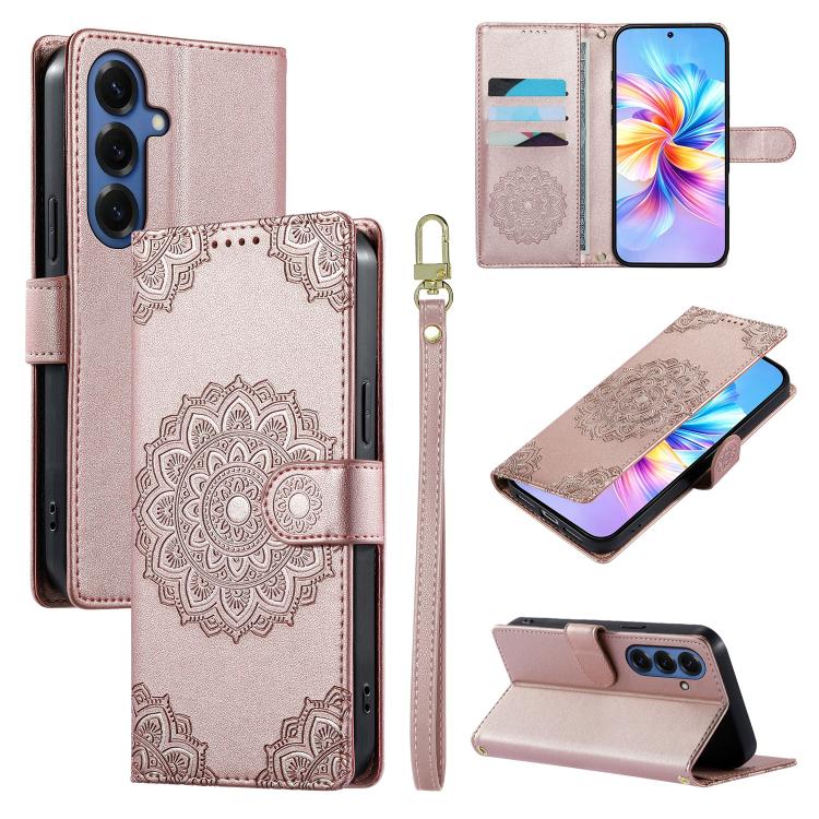Totem Embossed Magnetic Closure Vegan Leather Phone Case with Strap, For Galaxy S26+ 5G, For Galaxy S26 Edge 5G, For Galaxy S26 Ultra 5G, For Galaxy S26 5G, For Galaxy S25 FE 5G, For Galaxy S25 Edge 5G, For Galaxy S25 5G / S24 5G                       ...