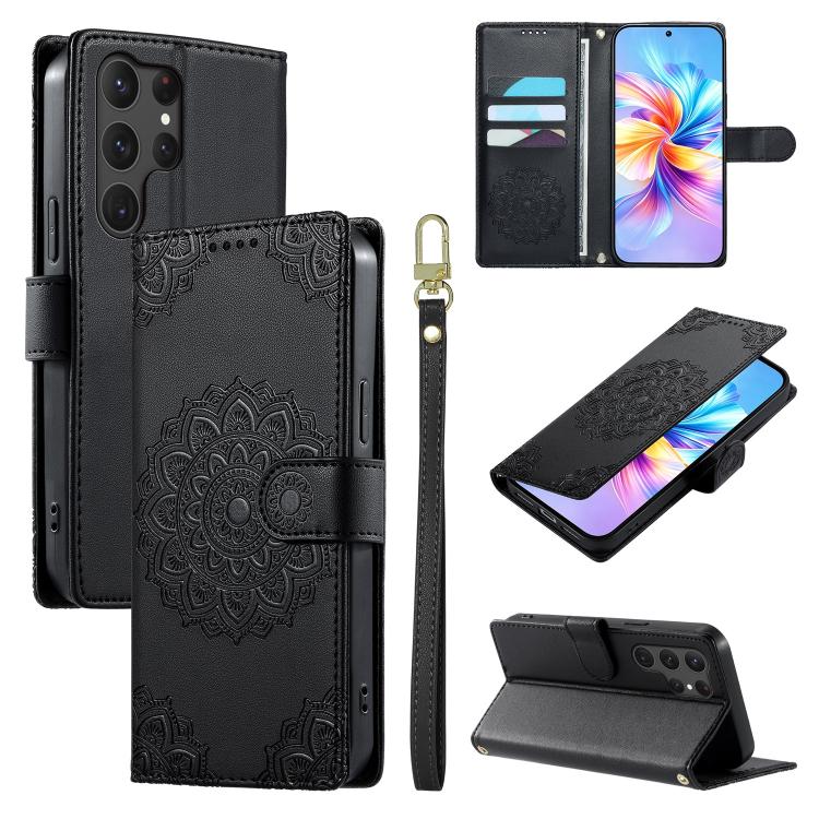 Totem Embossed Magnetic Closure Vegan Leather Phone Case with Strap, For Galaxy S26+ 5G, For Galaxy S26 Edge 5G, For Galaxy S26 Ultra 5G, For Galaxy S26 5G, For Galaxy S25 FE 5G, For Galaxy S25 Edge 5G, For Galaxy S25 5G / S24 5G                       ...