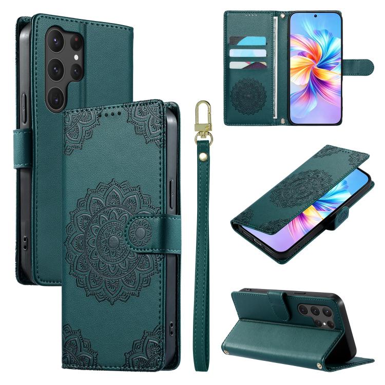 Totem Embossed Magnetic Closure Vegan Leather Phone Case with Strap, For Galaxy S26+ 5G, For Galaxy S26 Edge 5G, For Galaxy S26 Ultra 5G, For Galaxy S26 5G, For Galaxy S25 FE 5G, For Galaxy S25 Edge 5G, For Galaxy S25 5G / S24 5G                       ...