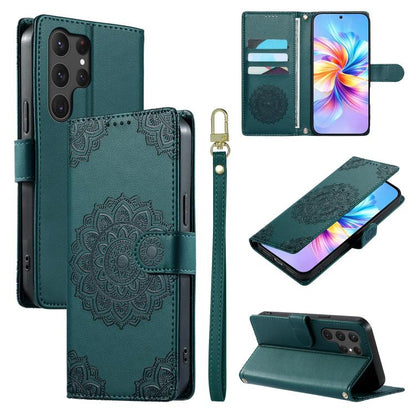 Totem Embossed Magnetic Closure Vegan Leather Phone Case with Strap, For Galaxy S26+ 5G, For Galaxy S26 Edge 5G, For Galaxy S26 Ultra 5G, For Galaxy S26 5G, For Galaxy S25 FE 5G, For Galaxy S25 Edge 5G, For Galaxy S25 5G / S24 5G                       ...