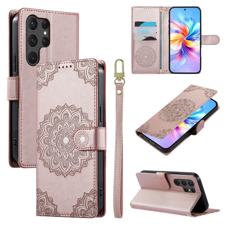 Totem Embossed Magnetic Closure Vegan Leather Phone Case with Strap, For Galaxy S26+ 5G, For Galaxy S26 Edge 5G, For Galaxy S26 Ultra 5G, For Galaxy S26 5G, For Galaxy S25 FE 5G, For Galaxy S25 Edge 5G, For Galaxy S25 5G / S24 5G                       ...