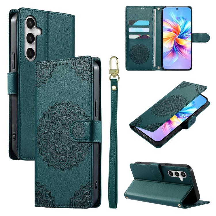 Totem Embossed Magnetic Closure Vegan Leather Phone Case with Strap, For Galaxy S26+ 5G, For Galaxy S26 Edge 5G, For Galaxy S26 Ultra 5G, For Galaxy S26 5G, For Galaxy S25 FE 5G, For Galaxy S25 Edge 5G, For Galaxy S25 5G / S24 5G                       ...