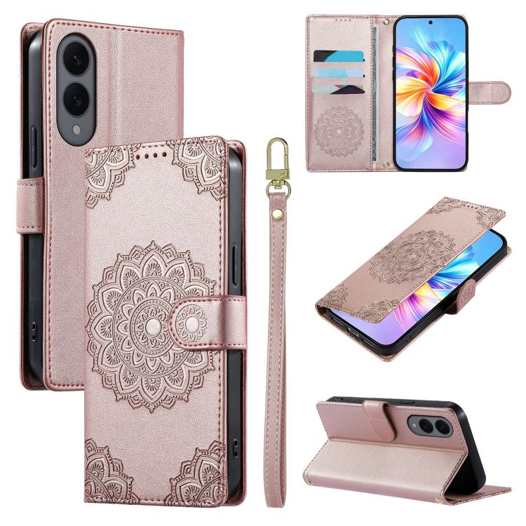 Totem Embossed Magnetic Closure Vegan Leather Phone Case with Strap, For Galaxy S26+ 5G, For Galaxy S26 Edge 5G, For Galaxy S26 Ultra 5G, For Galaxy S26 5G, For Galaxy S25 FE 5G, For Galaxy S25 Edge 5G, For Galaxy S25 5G / S24 5G                       ...