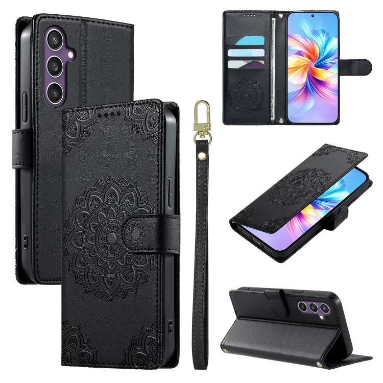 Totem Embossed Magnetic Closure Vegan Leather Phone Case with Strap, For Galaxy S26+ 5G, For Galaxy S26 Edge 5G, For Galaxy S26 Ultra 5G, For Galaxy S26 5G, For Galaxy S25 FE 5G, For Galaxy S25 Edge 5G, For Galaxy S25 5G / S24 5G                       ...