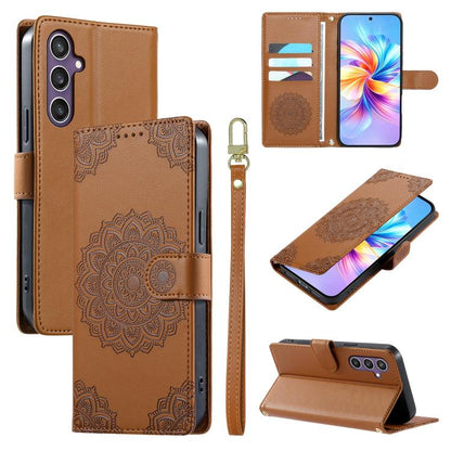Totem Embossed Magnetic Closure Vegan Leather Phone Case with Strap, For Galaxy S26+ 5G, For Galaxy S26 Edge 5G, For Galaxy S26 Ultra 5G, For Galaxy S26 5G, For Galaxy S25 FE 5G, For Galaxy S25 Edge 5G, For Galaxy S25 5G / S24 5G                       ...