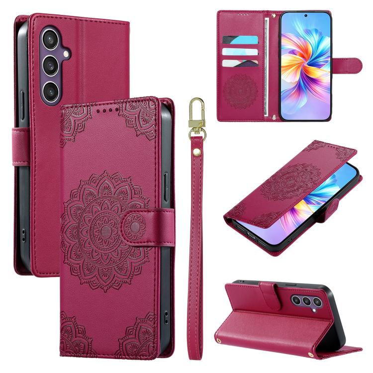 Totem Embossed Magnetic Closure Vegan Leather Phone Case with Strap, For Galaxy S26+ 5G, For Galaxy S26 Edge 5G, For Galaxy S26 Ultra 5G, For Galaxy S26 5G, For Galaxy S25 FE 5G, For Galaxy S25 Edge 5G, For Galaxy S25 5G / S24 5G                       ...