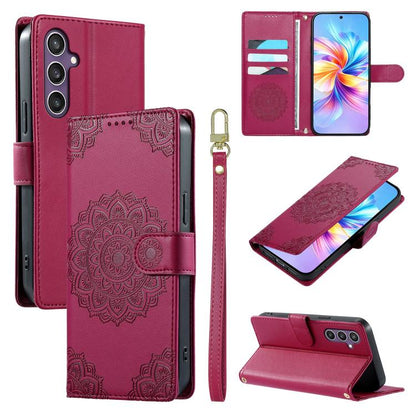 Totem Embossed Magnetic Closure Vegan Leather Phone Case with Strap, For Galaxy S26+ 5G, For Galaxy S26 Edge 5G, For Galaxy S26 Ultra 5G, For Galaxy S26 5G, For Galaxy S25 FE 5G, For Galaxy S25 Edge 5G, For Galaxy S25 5G / S24 5G                       ...