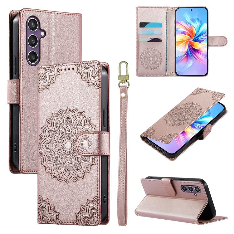 Totem Embossed Magnetic Closure Vegan Leather Phone Case with Strap, For Galaxy S26+ 5G, For Galaxy S26 Edge 5G, For Galaxy S26 Ultra 5G, For Galaxy S26 5G, For Galaxy S25 FE 5G, For Galaxy S25 Edge 5G, For Galaxy S25 5G / S24 5G                       ...