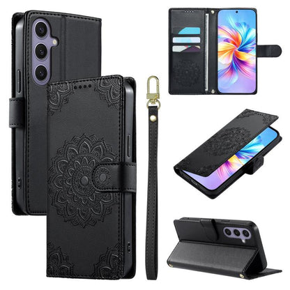 Totem Embossed Magnetic Closure Vegan Leather Phone Case with Strap, For Galaxy S26+ 5G, For Galaxy S26 Edge 5G, For Galaxy S26 Ultra 5G, For Galaxy S26 5G, For Galaxy S25 FE 5G, For Galaxy S25 Edge 5G, For Galaxy S25 5G / S24 5G                       ...