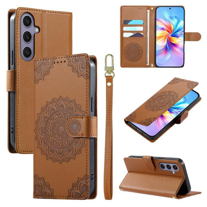 Totem Embossed Magnetic Closure Vegan Leather Phone Case with Strap, For Galaxy S26+ 5G, For Galaxy S26 Edge 5G, For Galaxy S26 Ultra 5G, For Galaxy S26 5G, For Galaxy S25 FE 5G, For Galaxy S25 Edge 5G, For Galaxy S25 5G / S24 5G                       ...