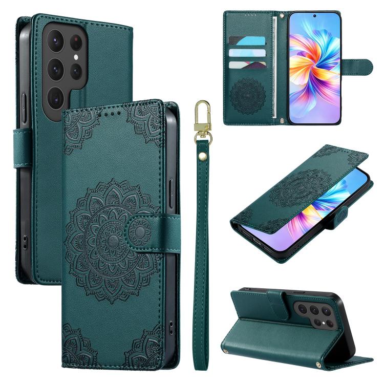 Totem Embossed Magnetic Closure Vegan Leather Phone Case with Strap, For Galaxy S26+ 5G, For Galaxy S26 Edge 5G, For Galaxy S26 Ultra 5G, For Galaxy S26 5G, For Galaxy S25 FE 5G, For Galaxy S25 Edge 5G, For Galaxy S25 5G / S24 5G                       ...