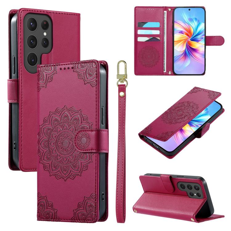 Totem Embossed Magnetic Closure Vegan Leather Phone Case with Strap, For Galaxy S26+ 5G, For Galaxy S26 Edge 5G, For Galaxy S26 Ultra 5G, For Galaxy S26 5G, For Galaxy S25 FE 5G, For Galaxy S25 Edge 5G, For Galaxy S25 5G / S24 5G                       ...