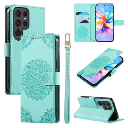 Totem Embossed Magnetic Closure Vegan Leather Phone Case with Strap, For Galaxy S26+ 5G, For Galaxy S26 Edge 5G, For Galaxy S26 Ultra 5G, For Galaxy S26 5G, For Galaxy S25 FE 5G, For Galaxy S25 Edge 5G, For Galaxy S25 5G / S24 5G                       ...