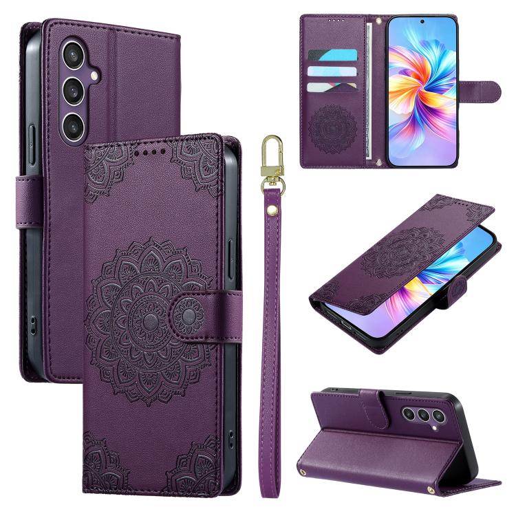 Totem Embossed Magnetic Closure Vegan Leather Phone Case with Strap, For Galaxy S26+ 5G, For Galaxy S26 Edge 5G, For Galaxy S26 Ultra 5G, For Galaxy S26 5G, For Galaxy S25 FE 5G, For Galaxy S25 Edge 5G, For Galaxy S25 5G / S24 5G                       ...