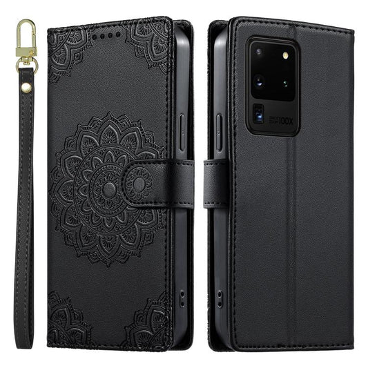 Totem Embossed Magnetic Closure Vegan Leather Phone Case with Strap, For Galaxy S20 Ultra 5G, For Galaxy S20+ 5G, For Galaxy S20