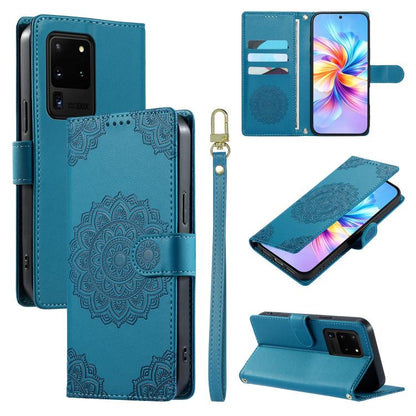 Étui de téléphone en cuir vegan gaufré Totem avec fermeture magnétique et dragonne, pour Galaxy S20 Ultra 5G, pour Galaxy S20+ 5G, pour Galaxy S20