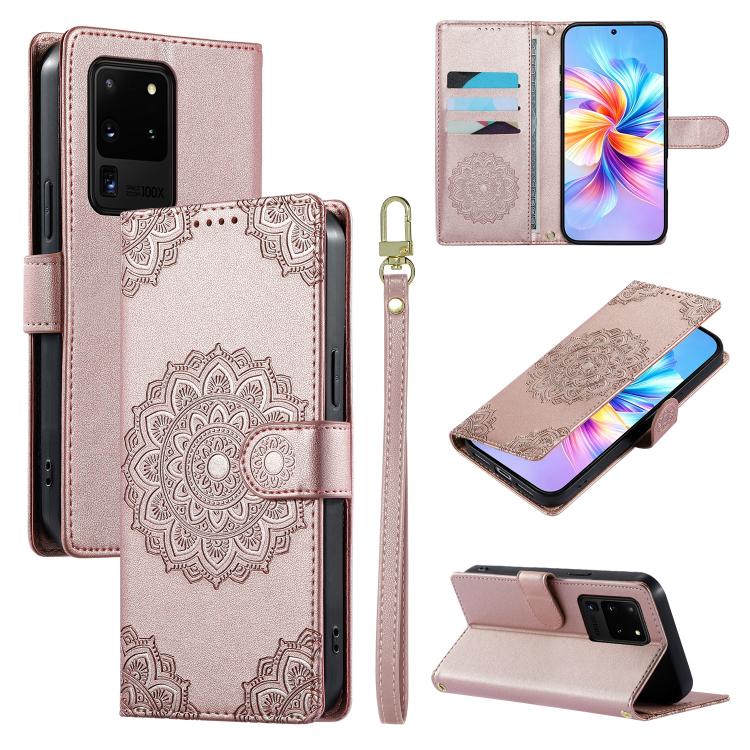 Étui de téléphone en cuir vegan gaufré Totem avec fermeture magnétique et dragonne, pour Galaxy S20 Ultra 5G, pour Galaxy S20+ 5G, pour Galaxy S20
