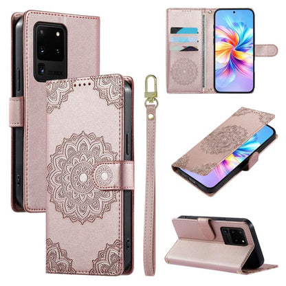 Étui de téléphone en cuir vegan gaufré Totem avec fermeture magnétique et dragonne, pour Galaxy S20 Ultra 5G, pour Galaxy S20+ 5G, pour Galaxy S20