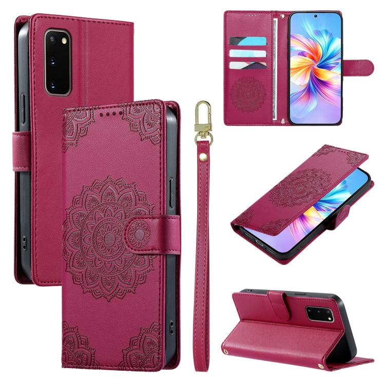 Totem Embossed Magnetic Closure Vegan Leather Phone Case with Strap, For Galaxy S20+ 5G, For Galaxy S20