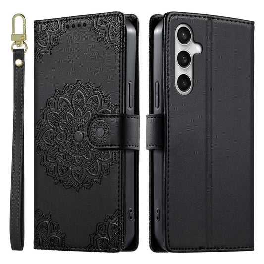 Totem Embossed Magnetic Closure Vegan Leather Phone Case with Strap, For Galaxy S26 FE 5G, For Galaxy S26+ 5G, For Galaxy S26 Edge 5G, For Galaxy S26 Ultra 5G, For Galaxy S26 5G, For Galaxy S25 FE 5G, For Galaxy S25 Edge 5G, For Galaxy S25 5G / S24 5G ...