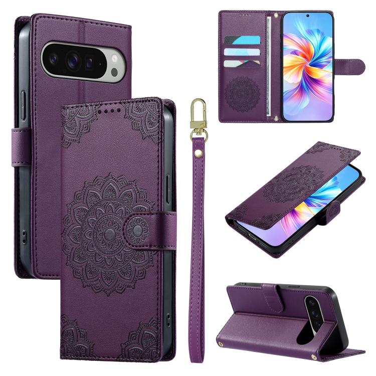 Totem Embossed Magnetic Closure Vegan Leather Phone Case with Strap, For Google Pixel 11 Pro XL, For Google Pixel 11 / 11 Pro, For Google Pixel 10a, For Google Pixel 9a, For Google Pixel 9 Pro XL, For Google Pixel 9, For Google Pixel 8a                ...