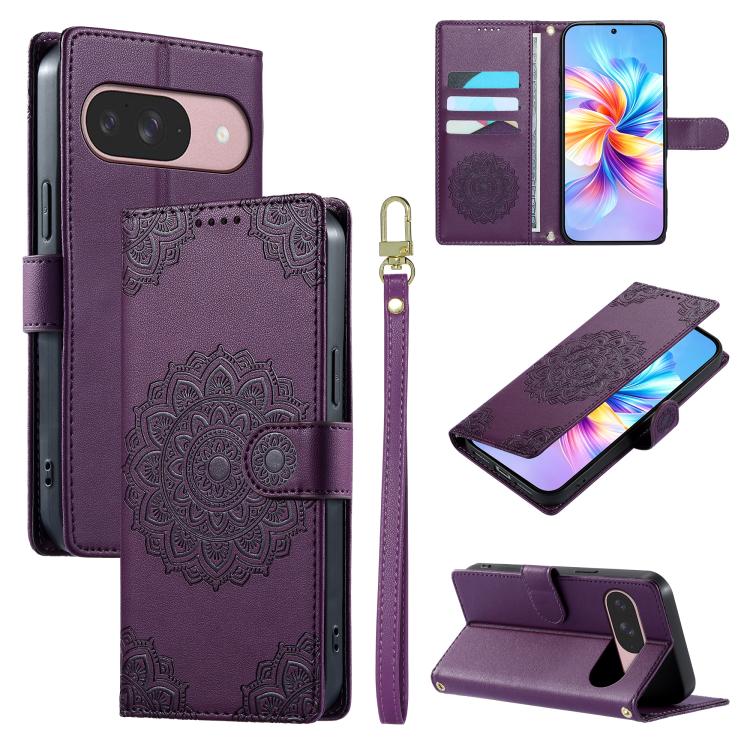 Totem Embossed Magnetic Closure Vegan Leather Phone Case with Strap, For Google Pixel 11 Pro XL, For Google Pixel 11 / 11 Pro, For Google Pixel 10a, For Google Pixel 9a, For Google Pixel 9 Pro XL, For Google Pixel 9, For Google Pixel 8a                ...