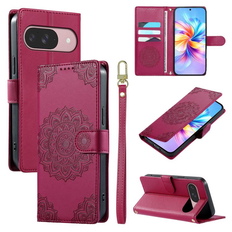 Totem Embossed Magnetic Closure Vegan Leather Phone Case with Strap, For Google Pixel 11 Pro XL, For Google Pixel 11 / 11 Pro, For Google Pixel 10a, For Google Pixel 9a, For Google Pixel 9 Pro XL, For Google Pixel 9, For Google Pixel 8a                ...