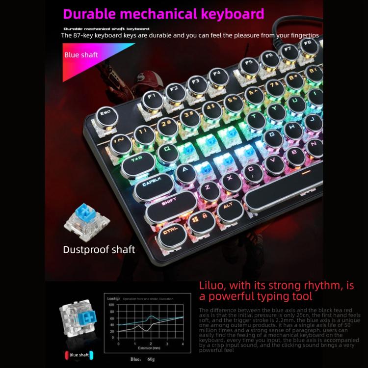 SHIPADOO HJK919-7 Round Keycap RGB Wired Mechanical Keyboard