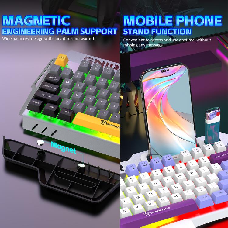 SHIPADOO GT500  Tri-color Block RGB Metal Cover Suspended Wired Gaming Keyboard with Mouse