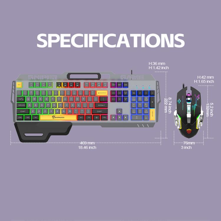 SHIPADOO GT500  Tri-color Block RGB Metal Cover Suspended Wired Gaming Keyboard with Mouse