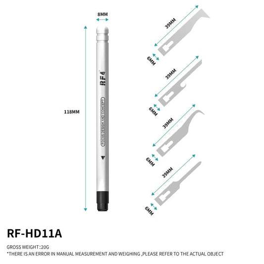 RF4 RF-HD11A 4-in-1 Scraper Knife Blades Set with Hnadle for PCB Glue Remover / Prying Dismantling, RF-HD11A