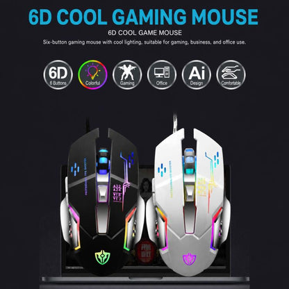 SHIPADOO GT700 Illuminated Wired Gaming Keyboard and 4D 2400DPI Mouse Set, GT700 4D 2400DPI Mouse Black, GT700 4D 2400DPI Mouse White