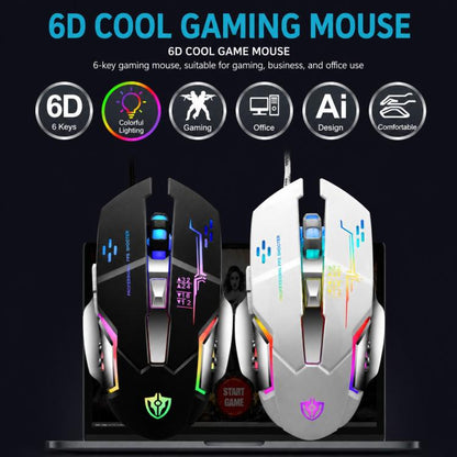 SHIPADOO GT700 Illuminated Wired Gaming Keyboard and 6D 4800DPI Mouse Set, GT700 6D 4800DPI Mouse Black, GT700 6D 4800DPI Mouse White