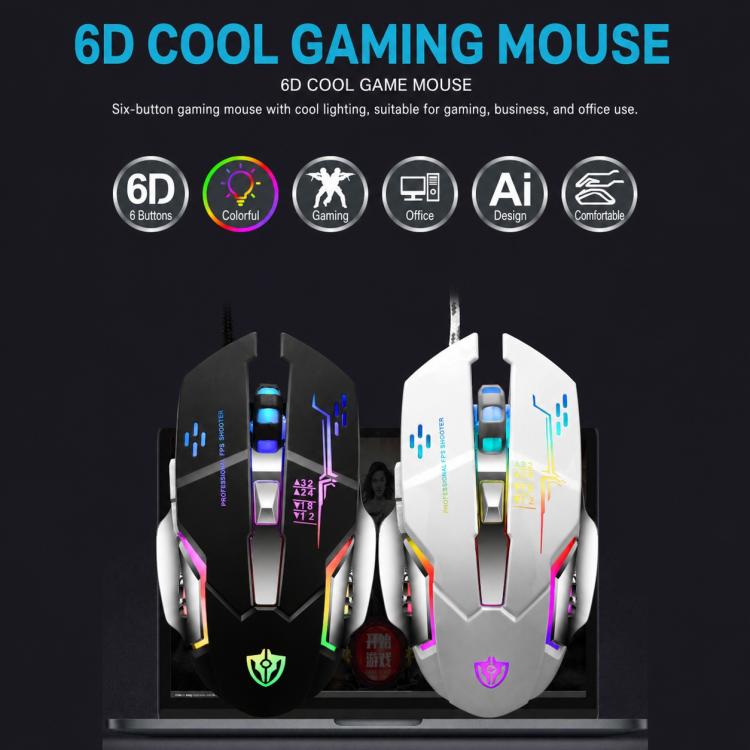 SHIPADOO GT700 Illuminated Wired Gaming Keyboard and 6D 4800DPI Mouse Set, GT700 6D 4800DPI Mouse Black, GT700 6D 4800DPI Mouse White