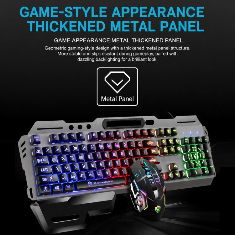 SHIPADOO GT700 Illuminated Wired Gaming Keyboard and 6D 4800DPI Mouse Set, GT700 6D 4800DPI Mouse Black, GT700 6D 4800DPI Mouse White