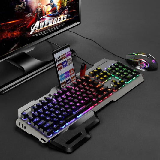 SHIPADOO GT700 Illuminated Wired Gaming Keyboard and 6D 4800DPI Mouse Set, Standard Character Transparent Version, GT700, Standard Character Transparent Version