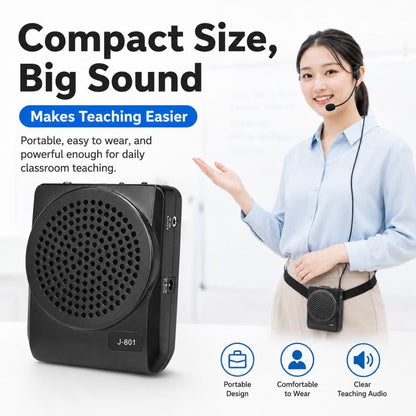 J-801 Portable Waist Hanging Microphone Teaching Voice Amplifier, J-801