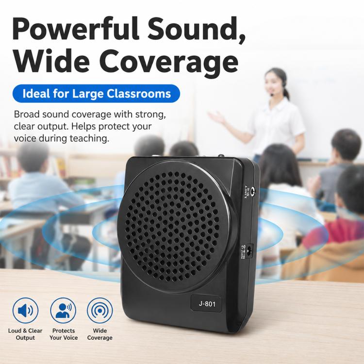 J-801 Portable Waist Hanging Microphone Teaching Voice Amplifier, J-801