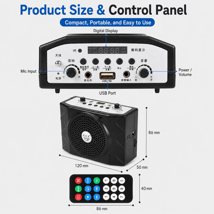 KU-898 Bluetooth Portable Microphone Teaching Voice Amplifier, US Plug, EU Plug, UK Plug